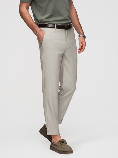 Ombre Clothing Pánské chino kalhoty REGULAR FIT s elastickým pasem - šedé a béžové V1 P1525 Ombre Clothing