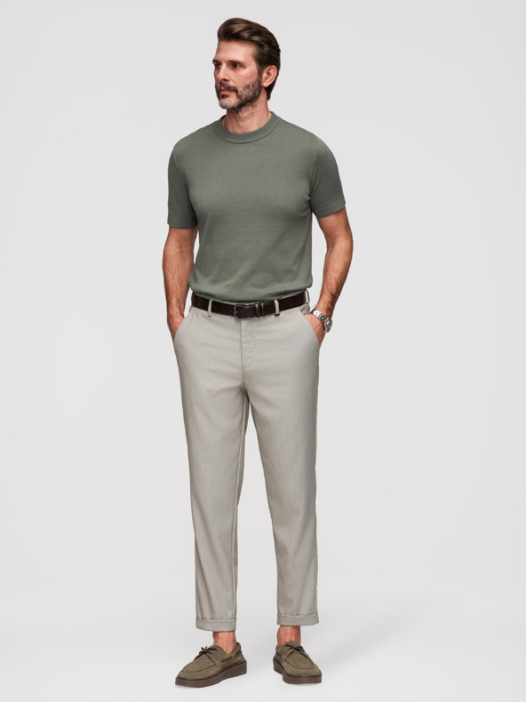 Ombre Clothing Pánské chino kalhoty REGULAR FIT s elastickým pasem - šedé a béžové V1 P1525 Ombre Clothing