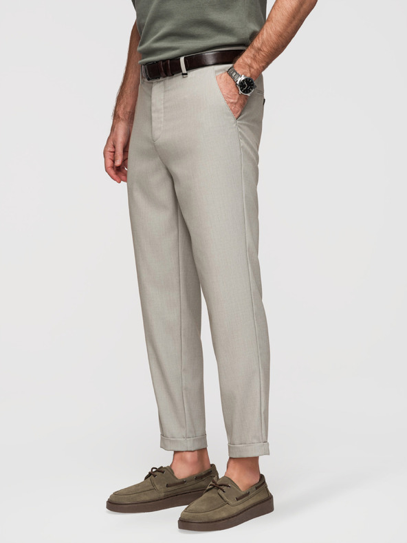 Ombre Clothing Pánské chino kalhoty REGULAR FIT s elastickým pasem - šedé a béžové V1 P1525 Ombre Clothing