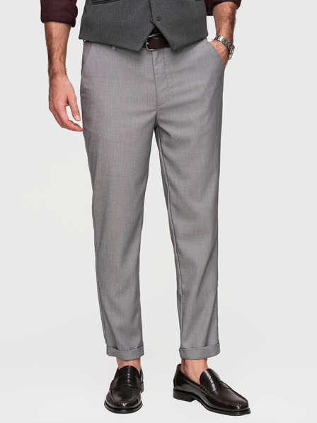 Ombre Clothing Pánské chino kalhoty REGULAR FIT s elastickým pasem - šedé V2 P1525 Ombre Clothing