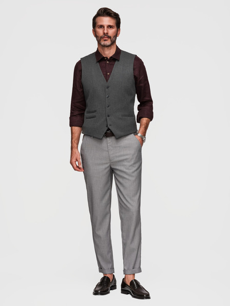 Ombre Clothing Pánské chino kalhoty REGULAR FIT s elastickým pasem - šedé V2 P1525 Ombre Clothing