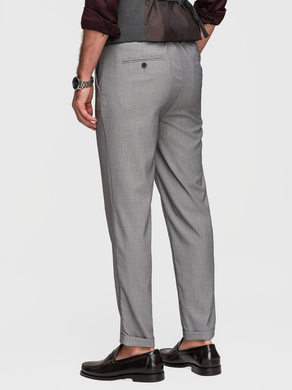 Ombre Clothing Pánské chino kalhoty REGULAR FIT s elastickým pasem - šedé V2 P1525 Ombre Clothing