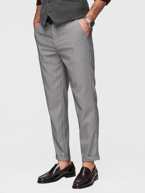 Ombre Clothing Pánské chino kalhoty REGULAR FIT s elastickým pasem - šedé V2 P1525 Ombre Clothing
