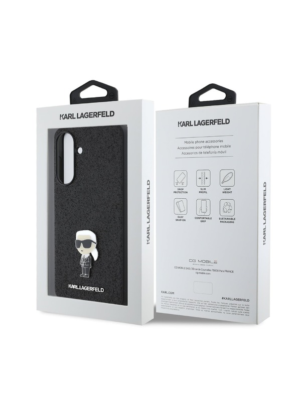 Karl Lagerfeld Karl Lagerfeld Fixed Glitter Metal Ikonik Zadní Kryt pro Samsung Galaxy A56 Black