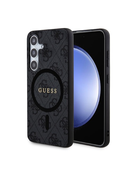 Guess Guess PU Leather 4G Colored Ring MagSafe Zadní Kryt pro Samsung Galaxy S24 Black