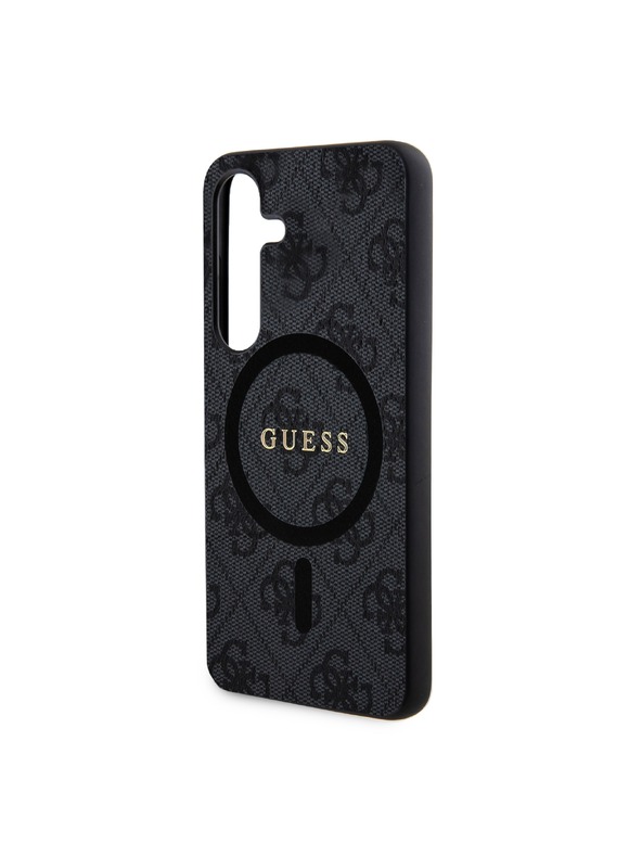 Guess Guess PU Leather 4G Colored Ring MagSafe Zadní Kryt pro Samsung Galaxy S24 Black