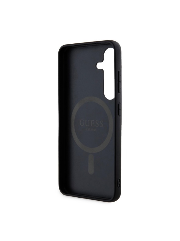 Guess Guess PU Leather 4G Colored Ring MagSafe Zadní Kryt pro Samsung Galaxy S24 Black
