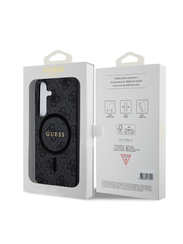 Guess Guess PU Leather 4G Colored Ring MagSafe Zadní Kryt pro Samsung Galaxy S24 Black