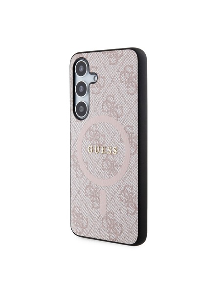 Guess Guess PU Leather 4G Colored Ring MagSafe Zadní Kryt pro Samsung Galaxy S24 Pink