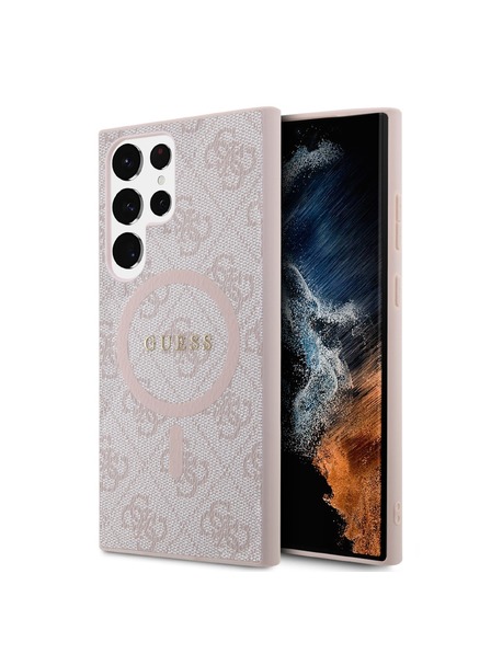 Guess Guess PU Leather 4G Colored Ring MagSafe Zadní Kryt pro Samsung Galaxy S24 Ultra Pink