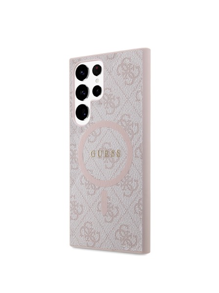 Guess Guess PU Leather 4G Colored Ring MagSafe Zadní Kryt pro Samsung Galaxy S24 Ultra Pink
