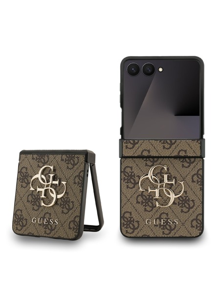 Guess Guess PU 4G Metal Logo Zadní Kryt pro Samsung Galaxy Z Flip 7 Brown