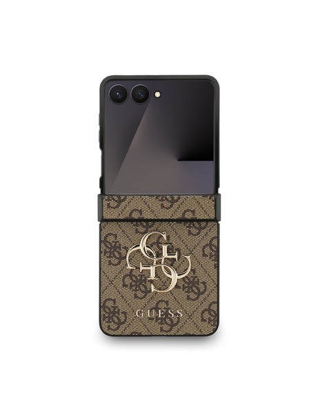 Guess Guess PU 4G Metal Logo Zadní Kryt pro Samsung Galaxy Z Flip 7 Brown