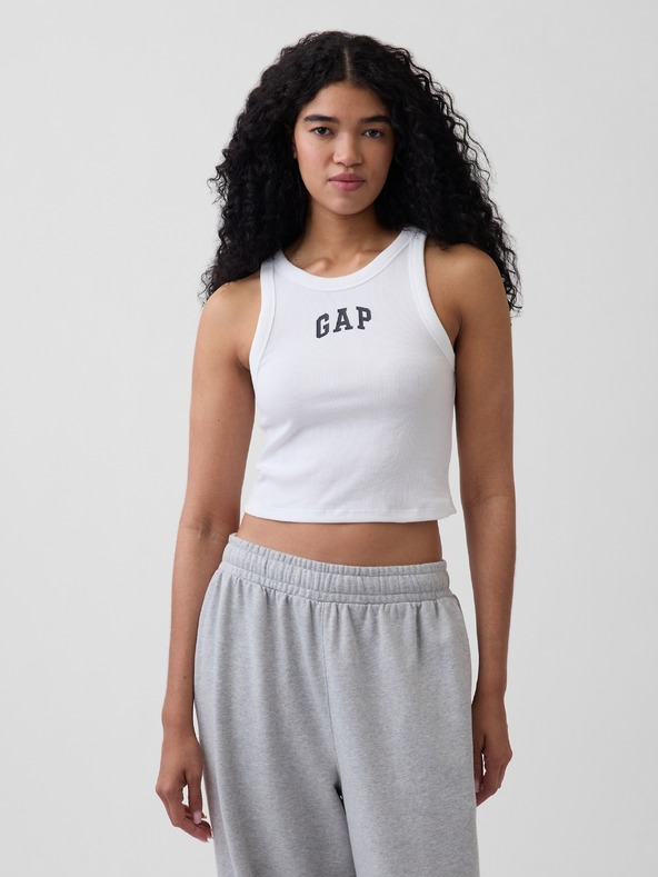 GAP Žebrované crop tílko s logem GAP