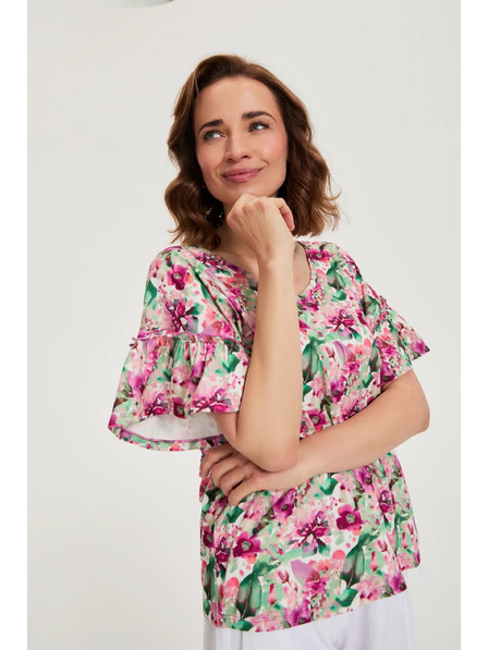 Moodo Růžová květovaná blůzka Moodo