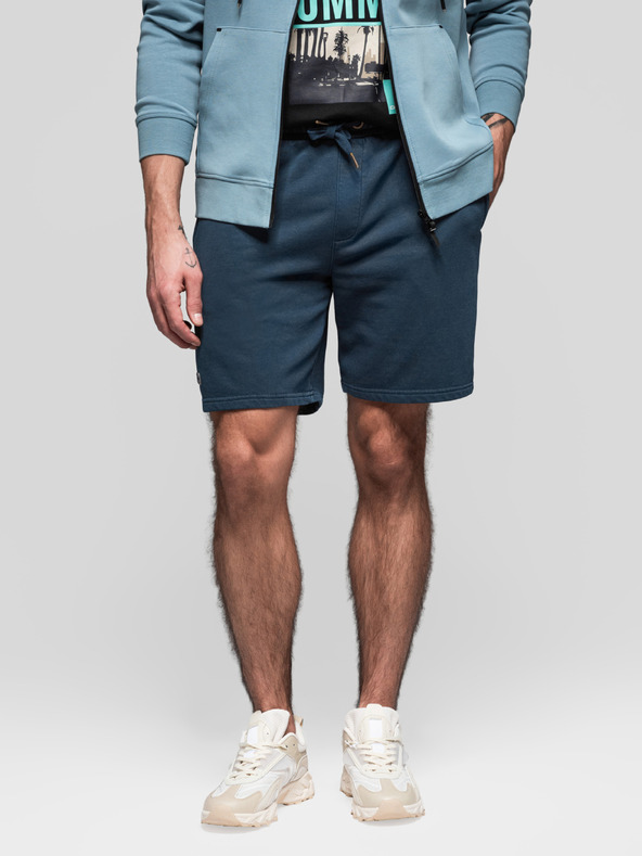 Ombre Clothing Sada dvou pánských teplákových šortek volného střihu - tmavě modrá/tyrkysová V1 Z126 Ombre Clothing