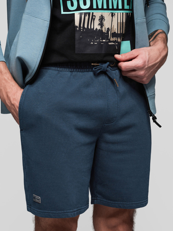 Ombre Clothing Sada dvou pánských teplákových šortek volného střihu - tmavě modrá/tyrkysová V1 Z126 Ombre Clothing