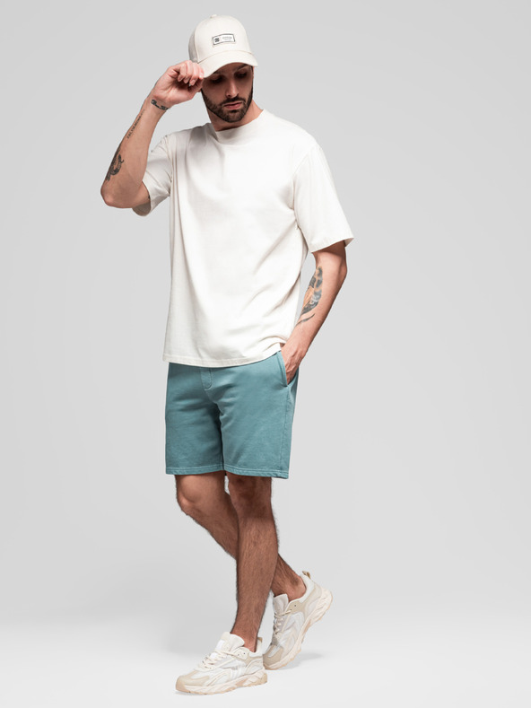 Ombre Clothing Sada dvou pánských teplákových šortek volného střihu - tmavě modrá/tyrkysová V1 Z126 Ombre Clothing