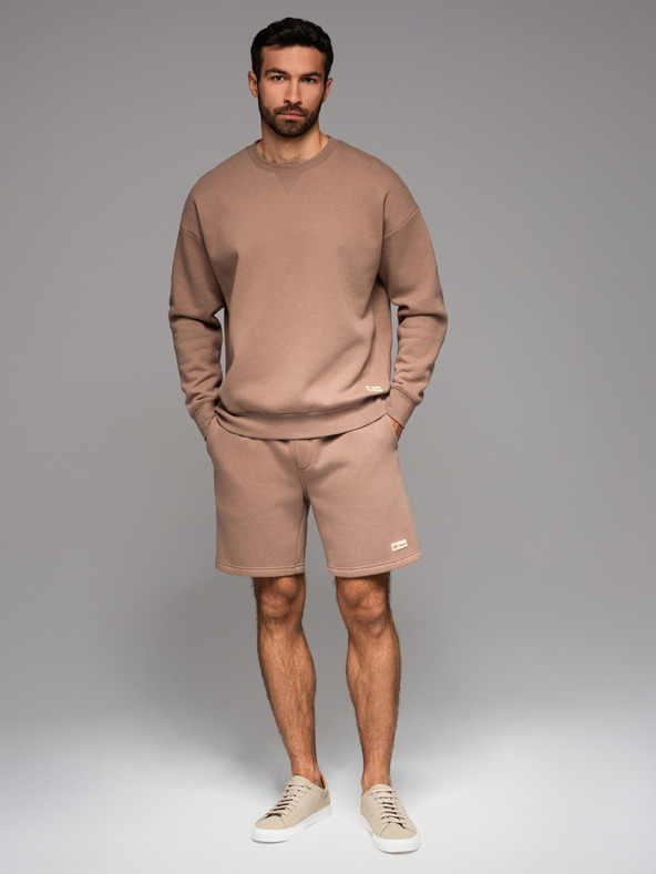Ombre Clothing Sada dvou UNISEX kraťasů s elastickým pasem - krémově/světle hnědá V2 Z129 Ombre Clothing