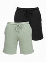 Ombre Clothing Sada dvou pánských teplákových šortek z froté úpletu regular fit - černá/světle zelená V1 Z125 Ombre Clothing