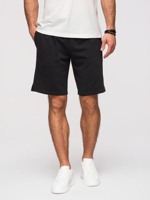 Ombre Clothing Sada dvou pánských teplákových šortek z froté úpletu regular fit - černá/světle zelená V1 Z125 Ombre Clothing