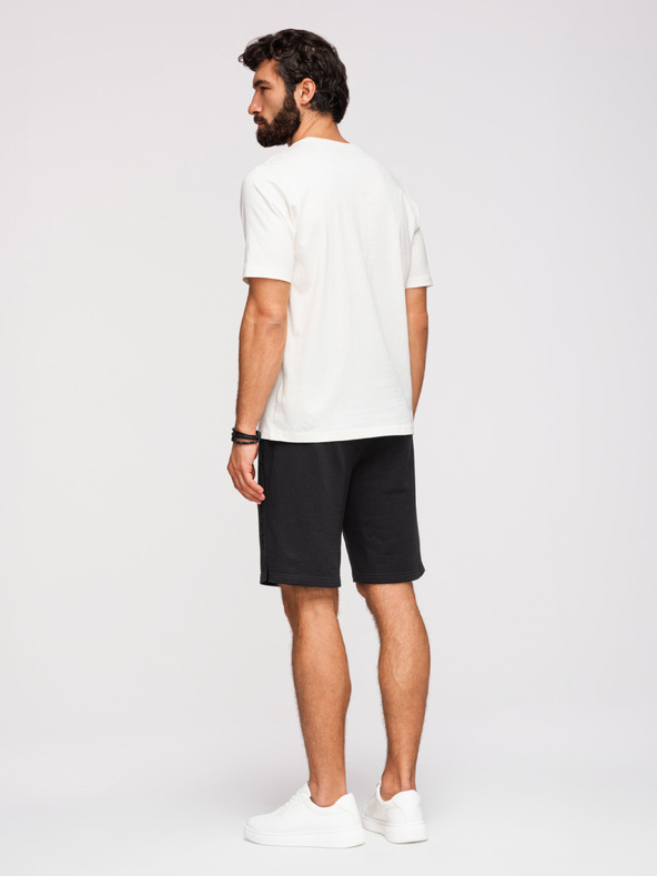 Ombre Clothing Sada dvou pánských teplákových šortek z froté úpletu regular fit - černá/světle zelená V1 Z125 Ombre Clothing