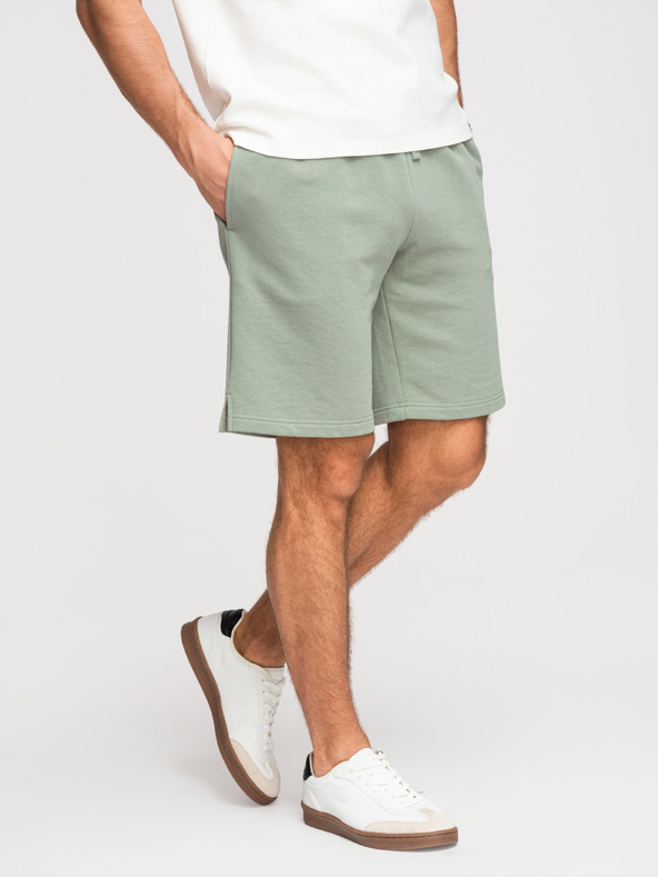 Ombre Clothing Sada dvou pánských teplákových šortek z froté úpletu regular fit - černá/světle zelená V1 Z125 Ombre Clothing