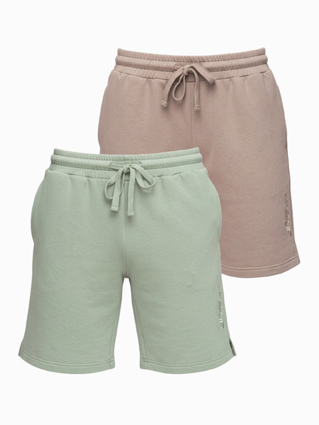 Ombre Clothing Zestaw dwóch męskich szortów dresowych regular fit z dziainy french terry - beżowe/jasnozielone V2 Z125 Ombre Clothing