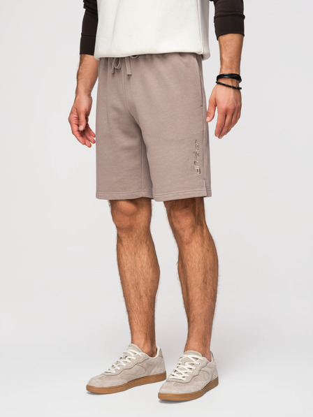 Ombre Clothing Zestaw dwóch męskich szortów dresowych regular fit z dziainy french terry - beżowe/jasnozielone V2 Z125 Ombre Clothing