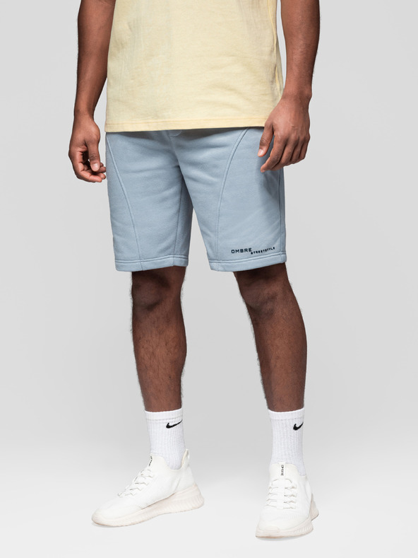 Ombre Clothing Sada dvou pánských teplákových šortek s potiskem - světle modrá/tyrkysová V1 Z127 Ombre Clothing