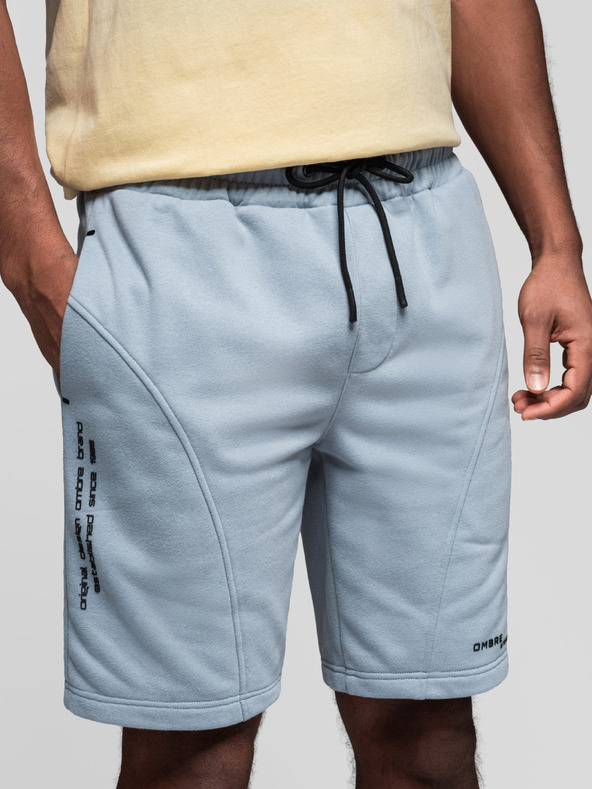 Ombre Clothing Sada dvou pánských teplákových šortek s potiskem - světle modrá/tyrkysová V1 Z127 Ombre Clothing
