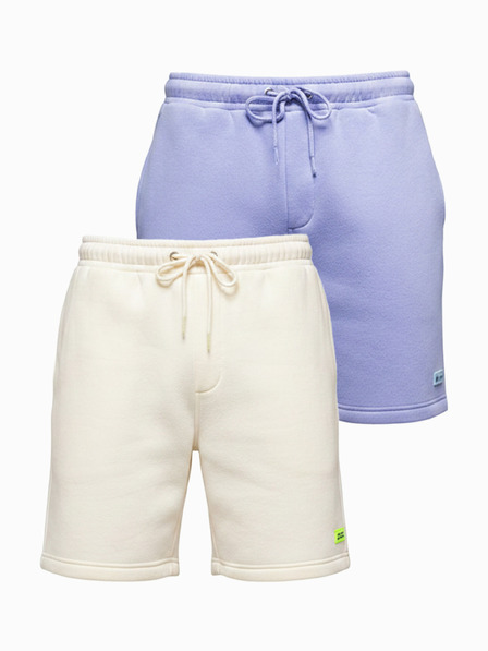 Ombre Clothing Sada dvou UNISEX kraťasů s elastickým pasem - krémově/světle fialová V1 Z129 Ombre Clothing