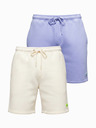 Ombre Clothing Sada dvou UNISEX kraťasů s elastickým pasem - krémově/světle fialová V1 Z129 Ombre Clothing