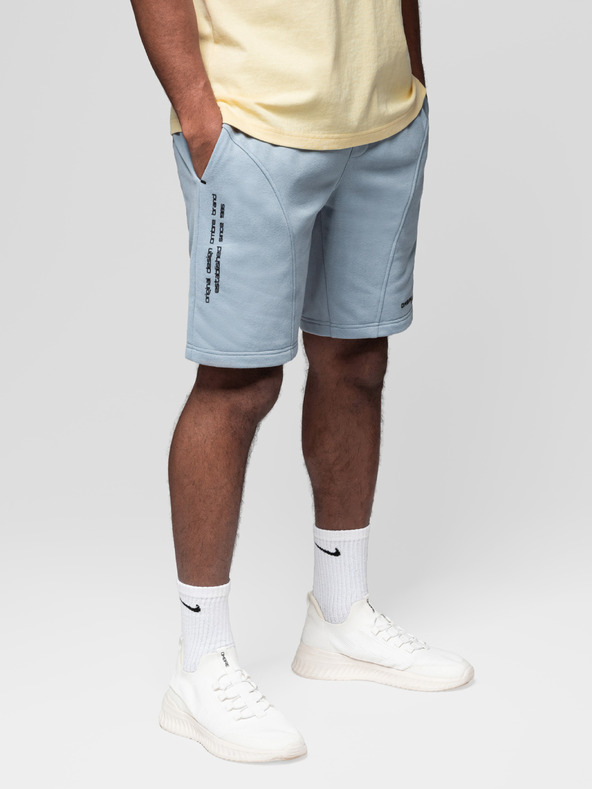Ombre Clothing Sada dvou pánských teplákových šortek s potiskem - světle modrá/šedá V2 Z127 Ombre Clothing