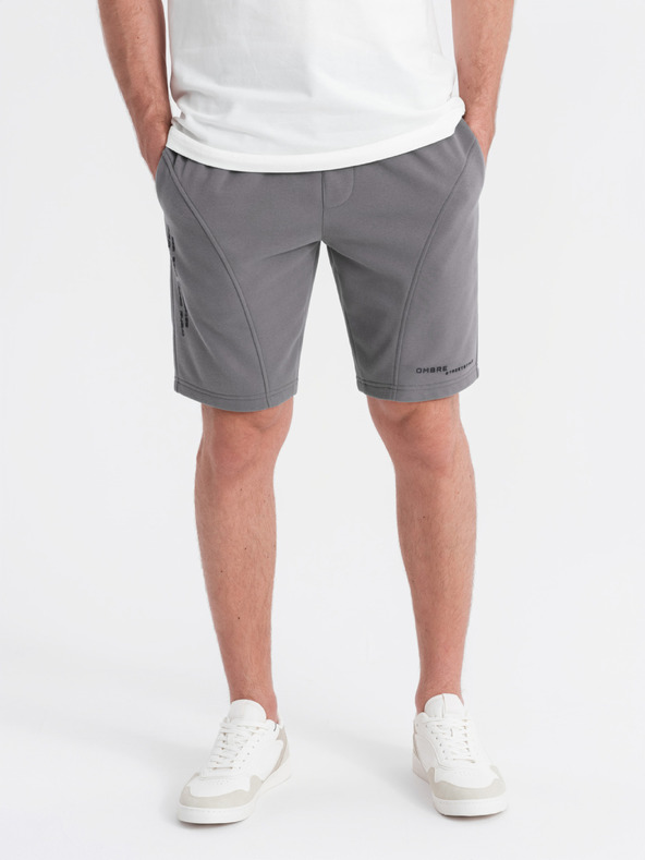 Ombre Clothing Sada dvou pánských teplákových šortek s potiskem - světle modrá/šedá V2 Z127 Ombre Clothing