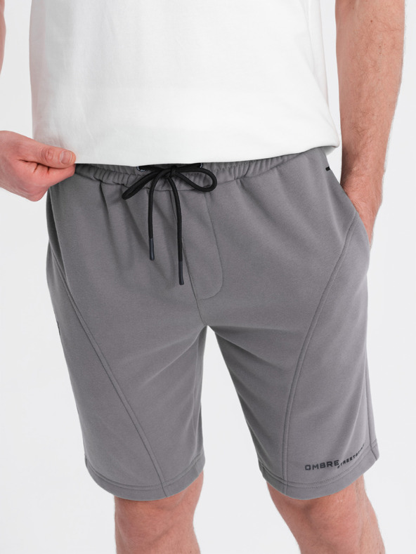 Ombre Clothing Sada dvou pánských teplákových šortek s potiskem - světle modrá/šedá V2 Z127 Ombre Clothing