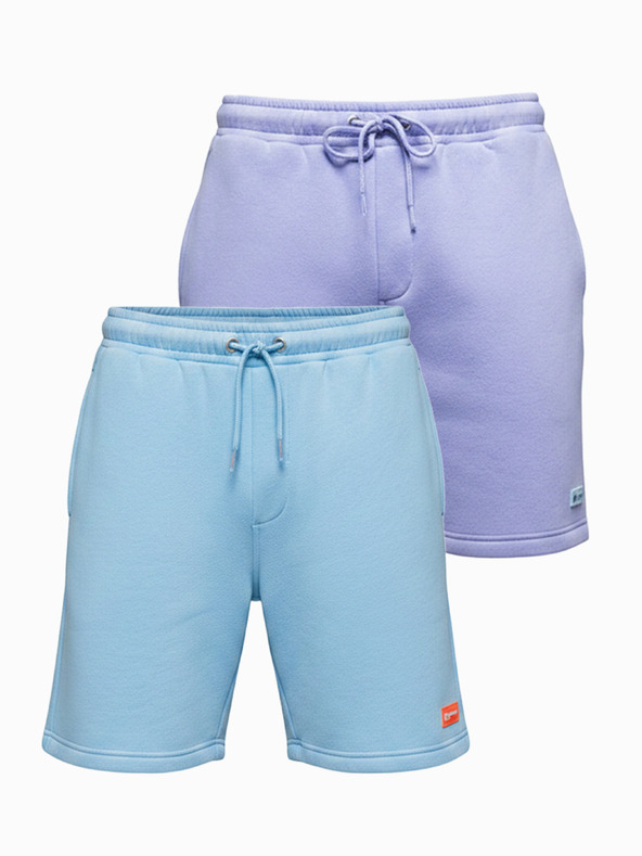 Ombre Clothing Sada dvou UNISEX kraťasů s elastickým pasem - světle modrá/světle fialová V2 Z129 Ombre Clothing