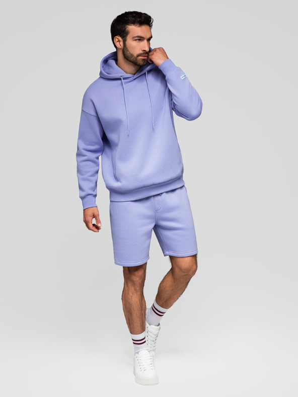 Ombre Clothing Sada dvou UNISEX kraťasů s elastickým pasem - světle modrá/světle fialová V2 Z129 Ombre Clothing
