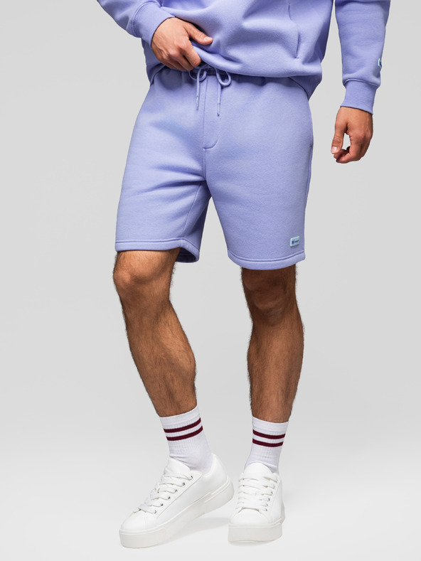Ombre Clothing Sada dvou UNISEX kraťasů s elastickým pasem - světle modrá/světle fialová V2 Z129 Ombre Clothing