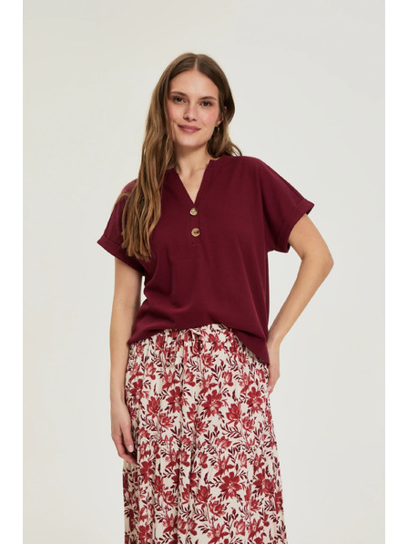 Moodo Burgundy bavlněné tričko Moodo