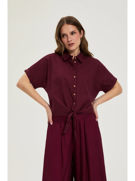 Moodo Burgundy košile se zavázáním Moodo
