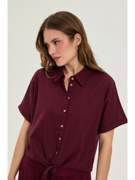 Moodo Burgundy košile se zavázáním Moodo