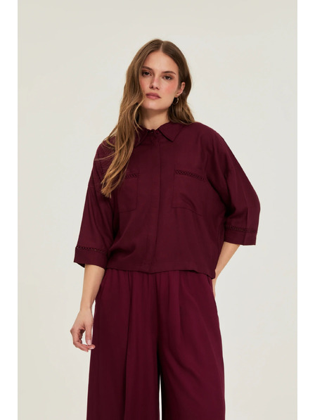 Moodo Burgundy košile z viskózy Moodo