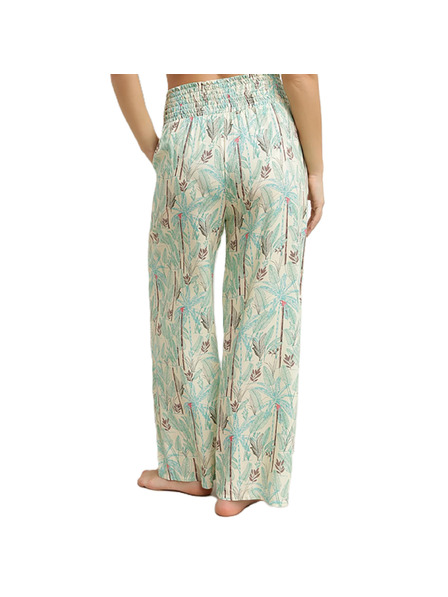 DIM DIM TROPICAL PANTS - Dámské plážové kalhoty - zelená - světle hnědá - smetanová