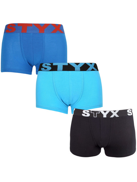 Styx Sada tří - dětské boxerky Styx sportovní guma vícebarevné