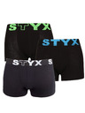 Styx Sada tří - dětské boxerky Styx sportovní guma černé