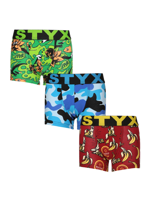 Styx Sada tří - dětské boxerky Styx art sportovní guma vícebarevné