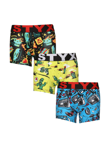Styx Sada tří - dětské boxerky Styx art sportovní guma vícebarevné