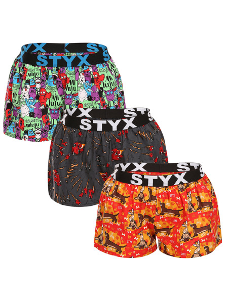 Styx Sada tří - dámské trenky Styx art sportovní guma vícebarevné