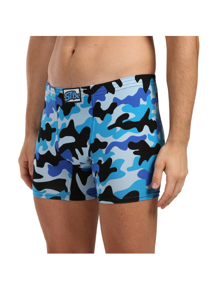 Styx Pánské boxerky Styx long art klasická guma maskáč modrý